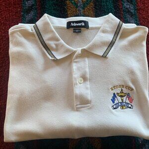 Men's Size XL Ashworth Polo Style Golf Shirt White with Ryder Cup Embroidered